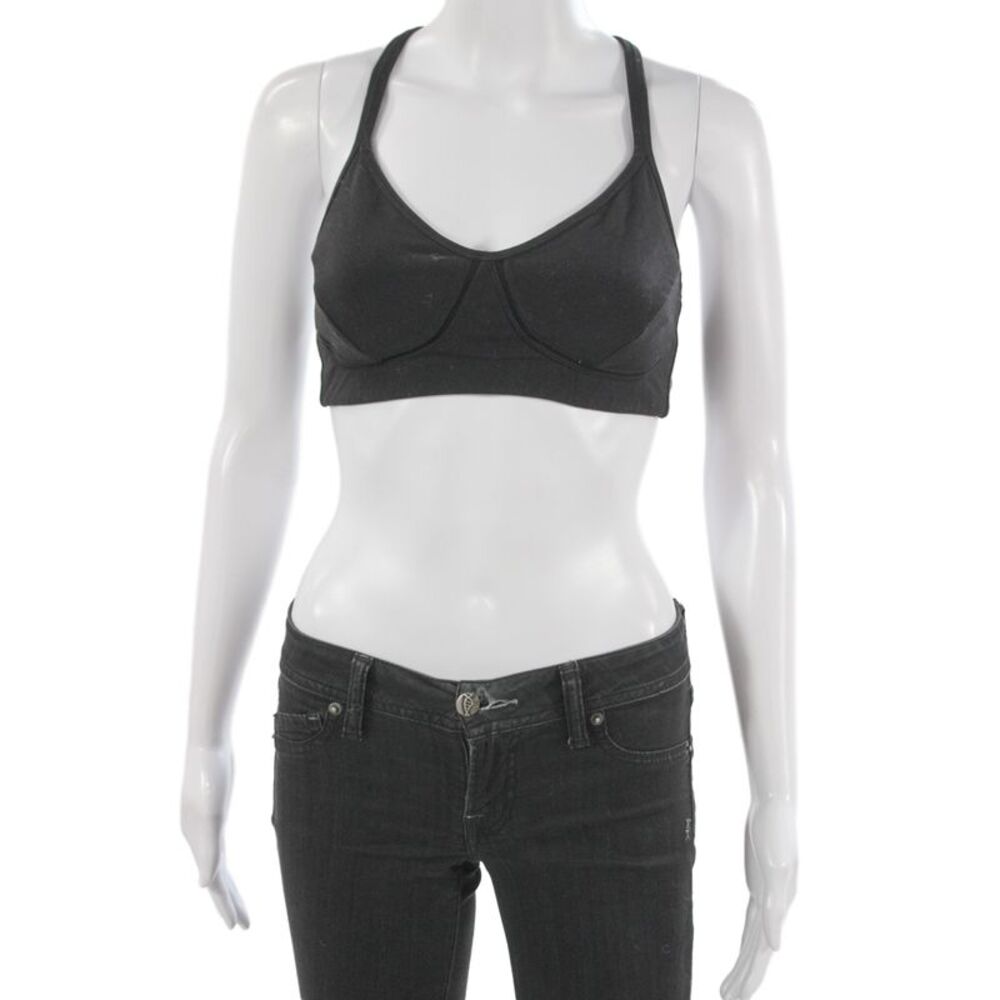 Lululemon Womens Spaghetti Strap Scoop Neck Sports Bra Black Size 4